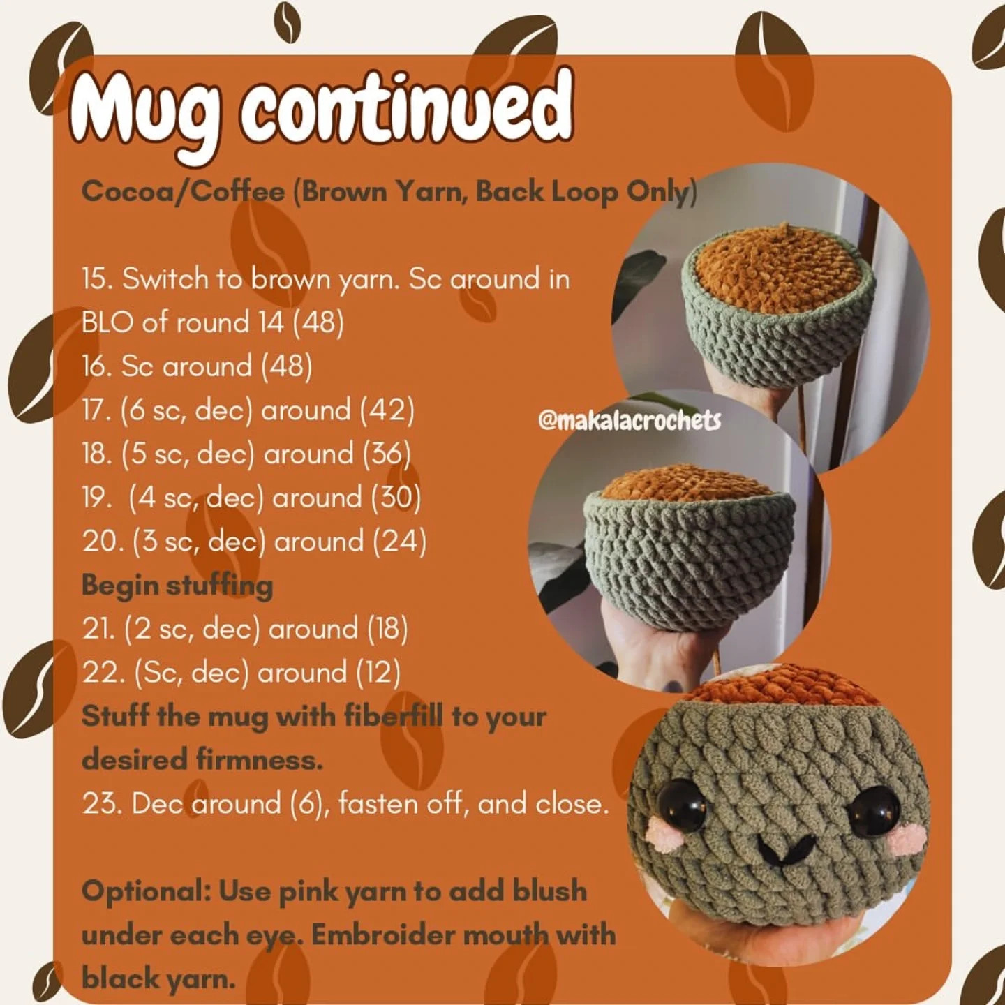 Cute Crochet Cup Plushies Free Pattern for Beginners