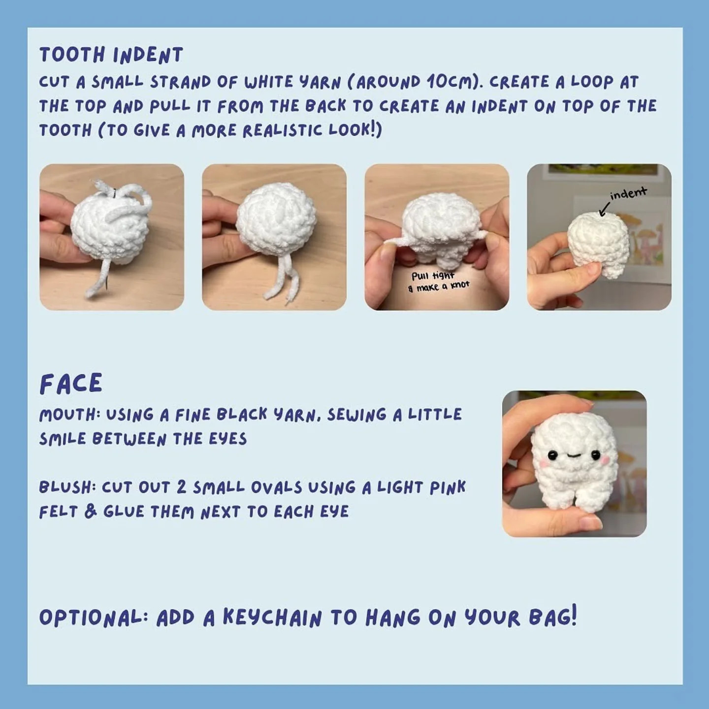 Cute Crochet Tooth Pattern: Easy No-Sew Amigurumi Project