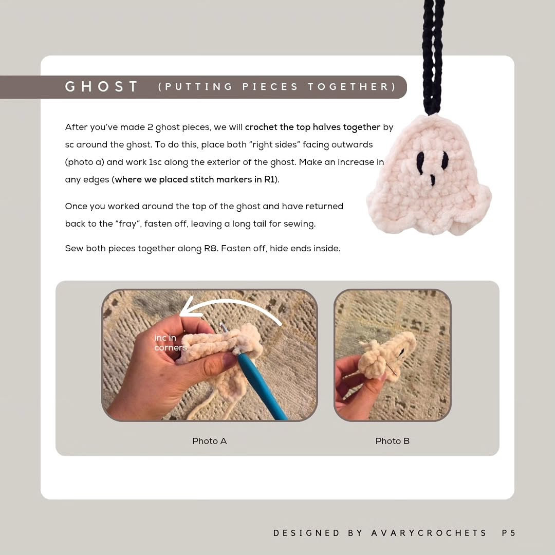Cute Ghost Charm Crochet Free Pattern for Beginners
