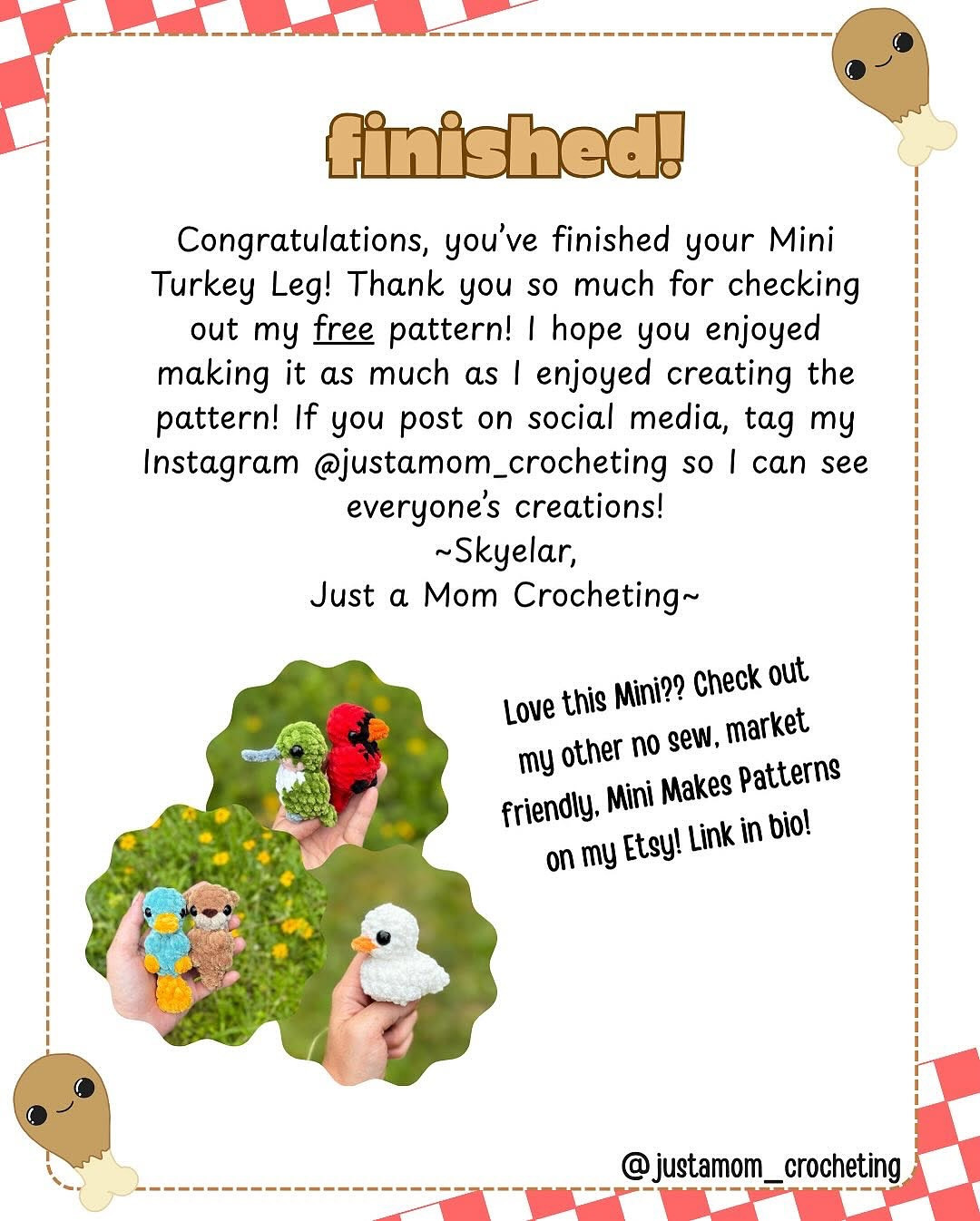 Cute Mini Turkey Leg Crochet Pattern, No Sewing Needed