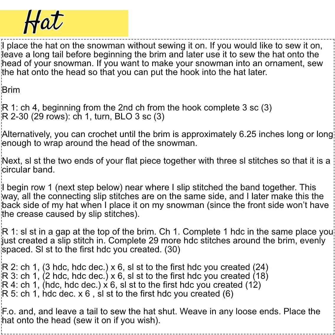 Cute Snowman Crochet Pattern with Hat and Scarf