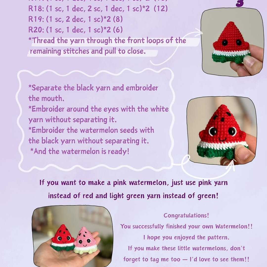 Cute Watermelon Amigurumi Crochet Pattern for Beginners