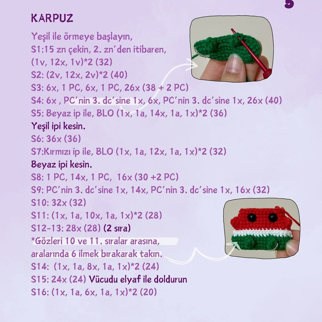 Cute Watermelon Amigurumi Crochet Pattern for Beginners