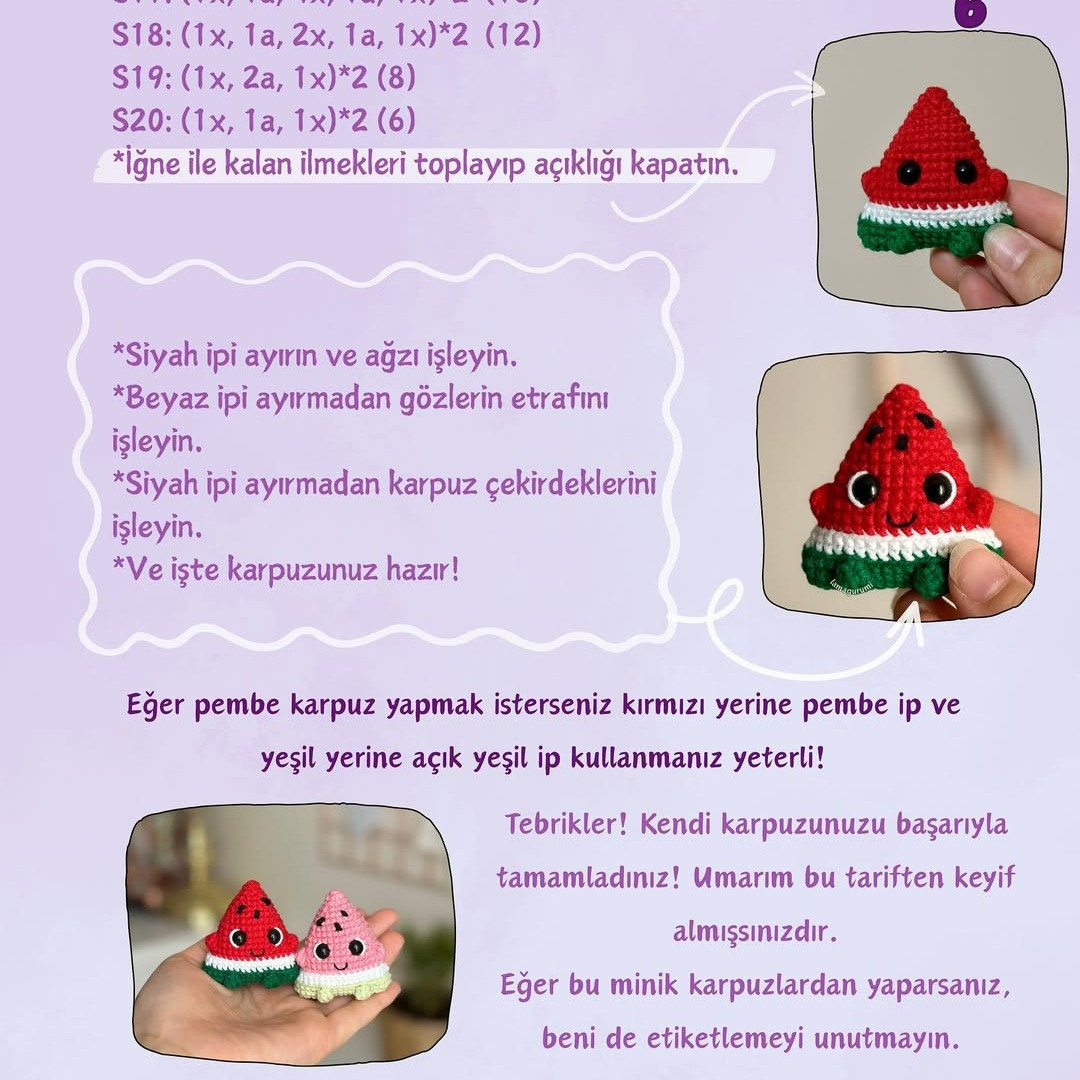 Cute Watermelon Amigurumi Crochet Pattern for Beginners
