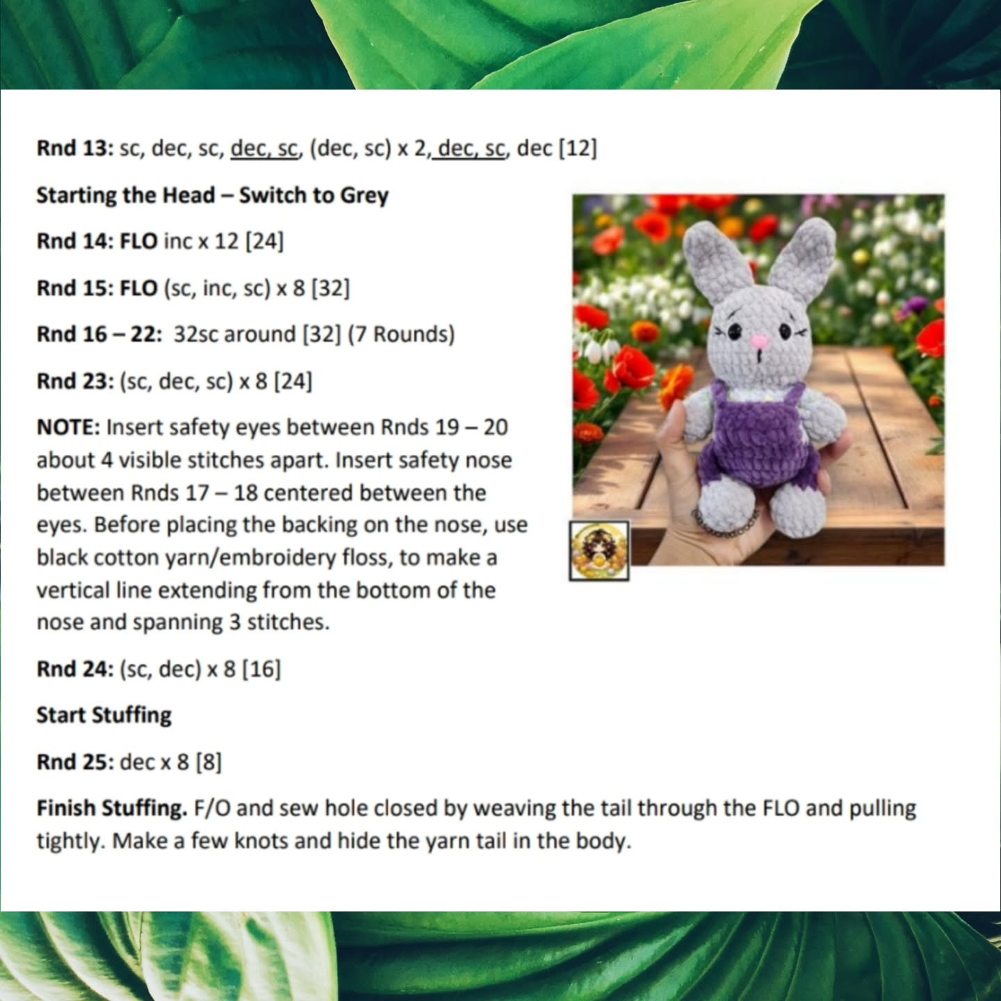 Easy Crochet Pattern for Bianca the Bunny