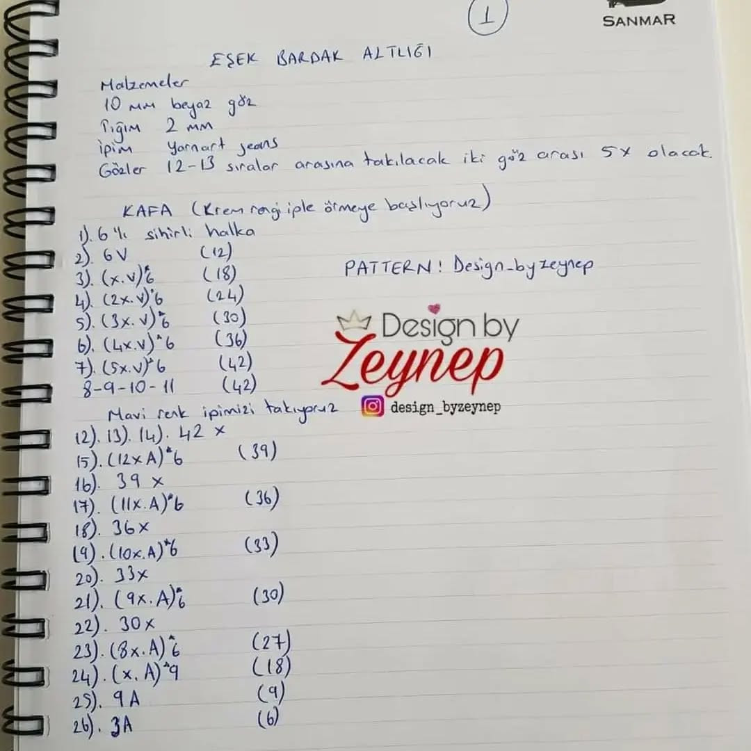 Eşek Temalı Örgü Oyuncak Seti Ücretsiz Şablon