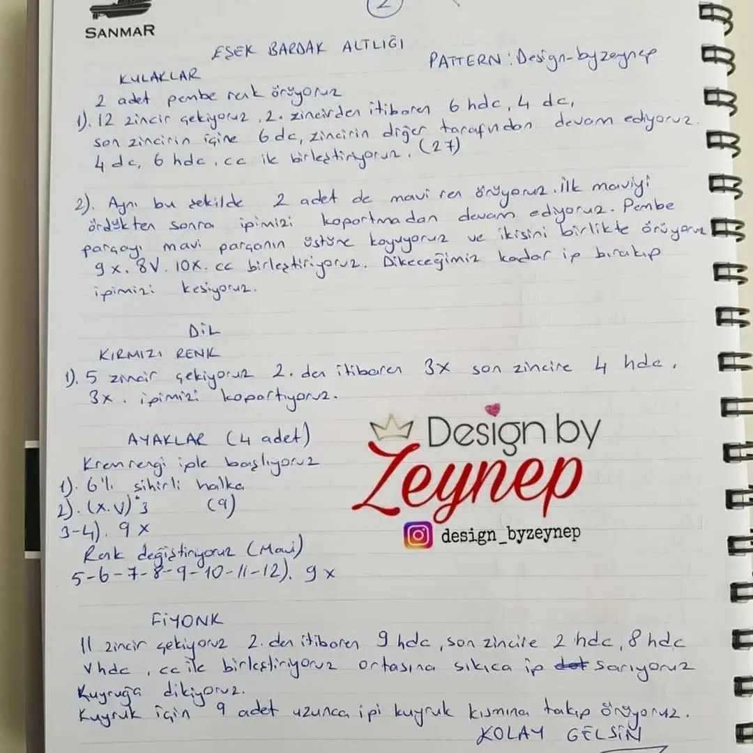 Eşek Temalı Örgü Oyuncak Seti Ücretsiz Şablon