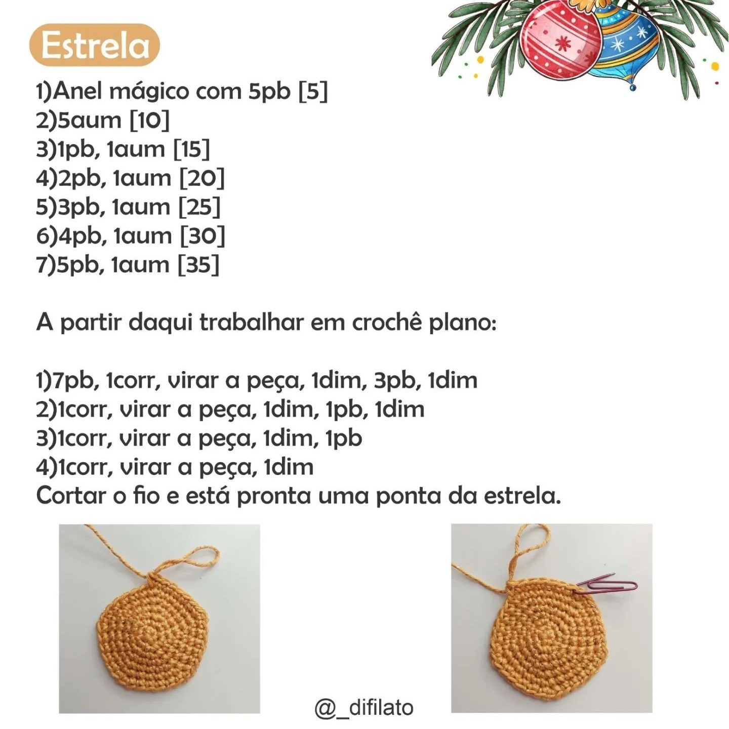 Estrela de Natal em Crochê - Receita Gratuita