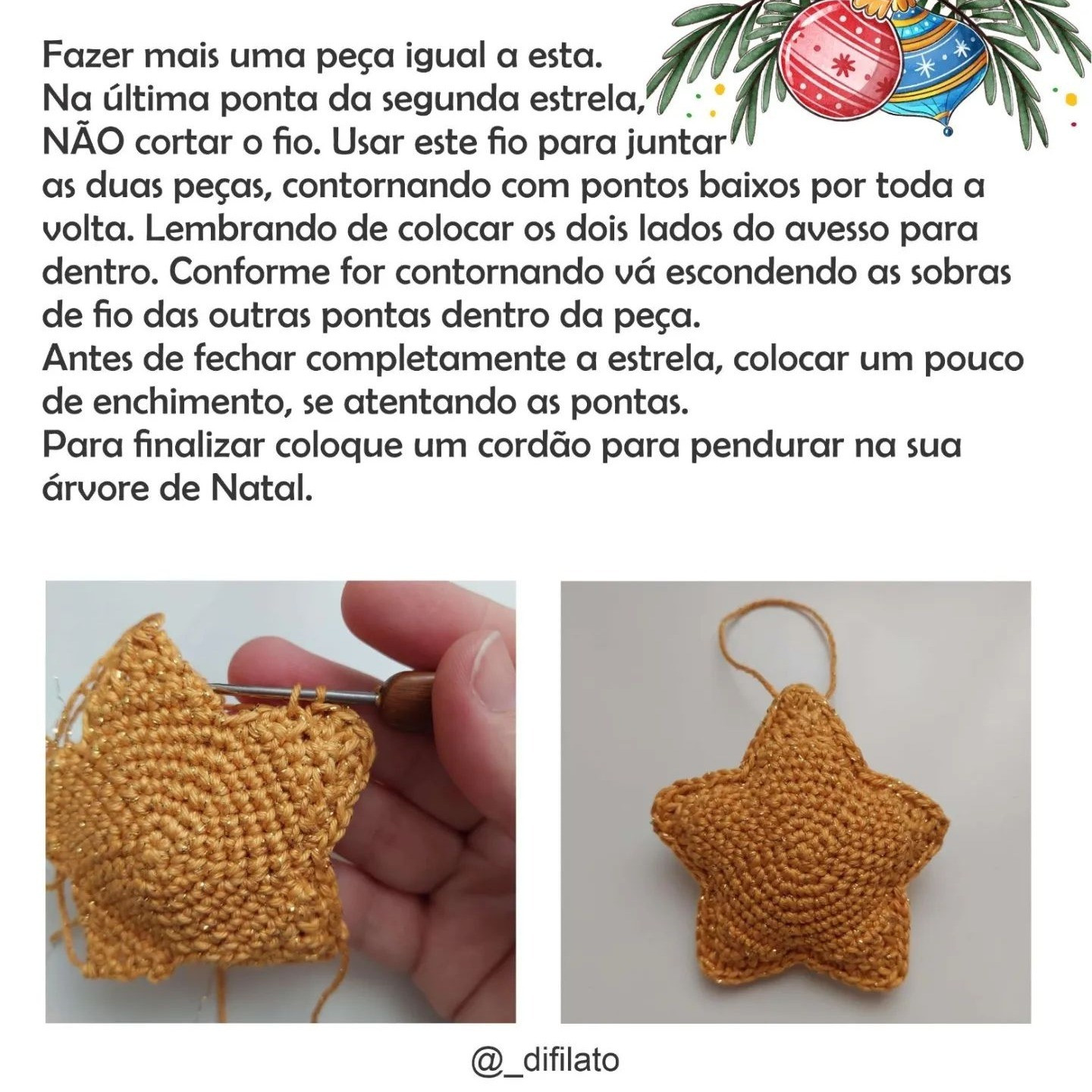 Estrela de Natal em Crochê - Receita Gratuita