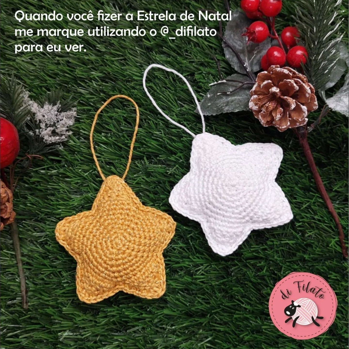 Estrela de Natal em Crochê - Receita Gratuita