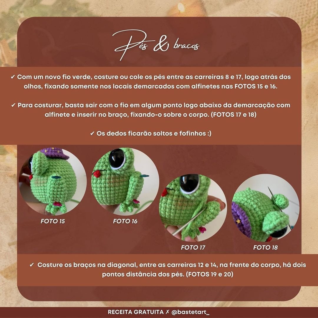 Flamel, o sapo mago: Receita de Amigurumi Gratuita