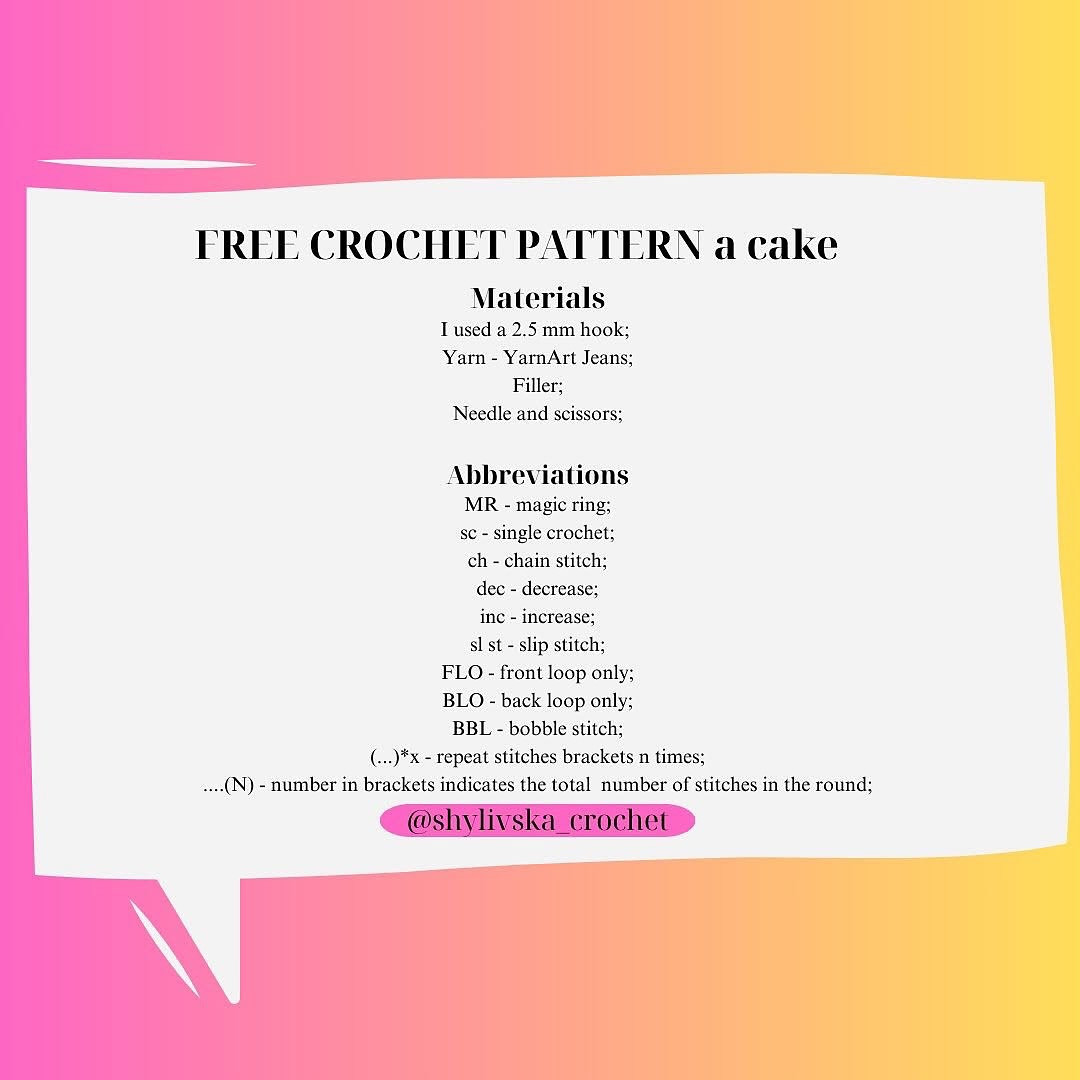 Free Crochet Cake Tutorial for Beginners