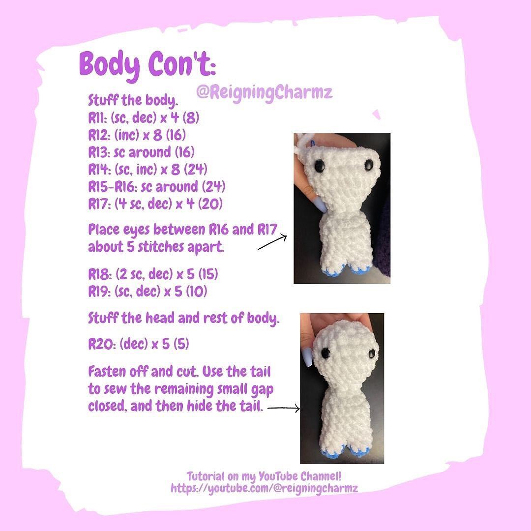 Free Crochet Pattern: Adorable White and Purple Plush Toy