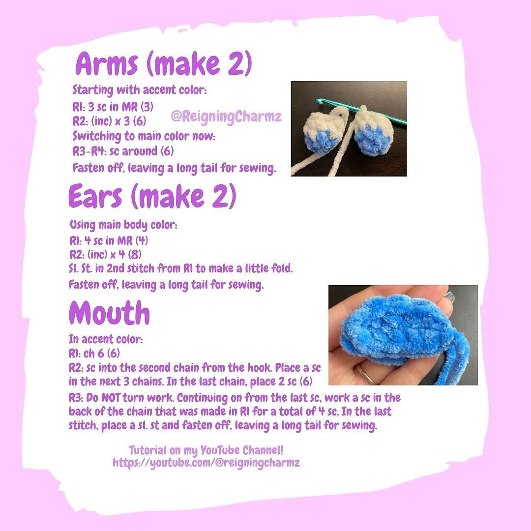 Free Crochet Pattern: Adorable White and Purple Plush Toy