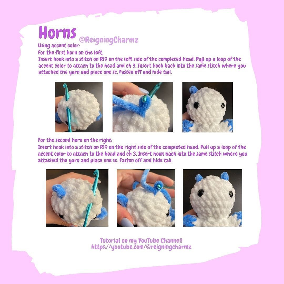 Free Crochet Pattern: Adorable White and Purple Plush Toy