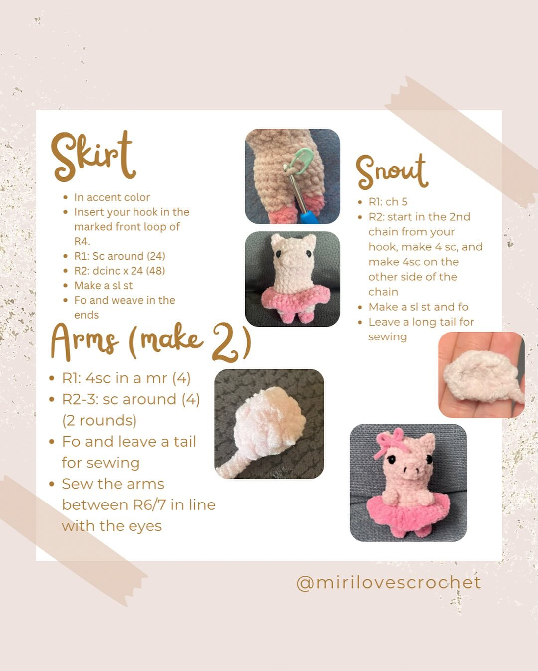 Free Crochet Pattern: Beatrice the Ballerina Pig with Strawberry