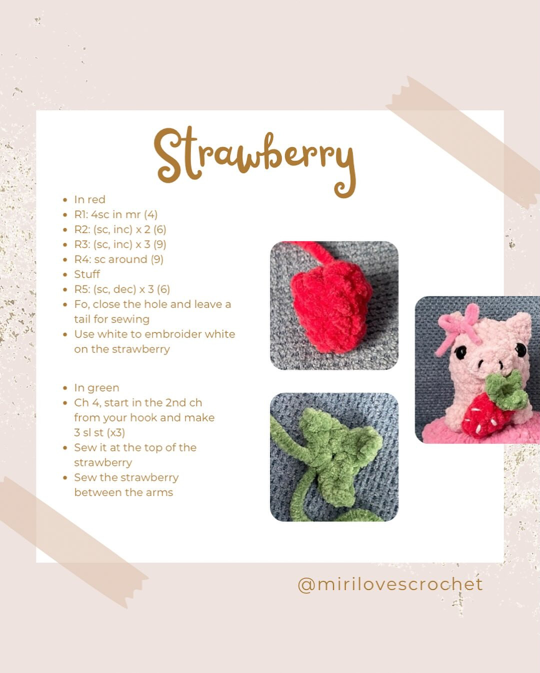 Free Crochet Pattern: Beatrice the Ballerina Pig with Strawberry