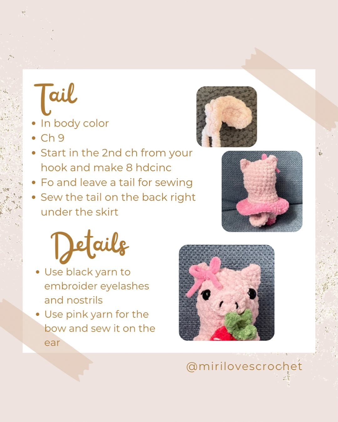 Free Crochet Pattern: Beatrice the Ballerina Pig with Strawberry