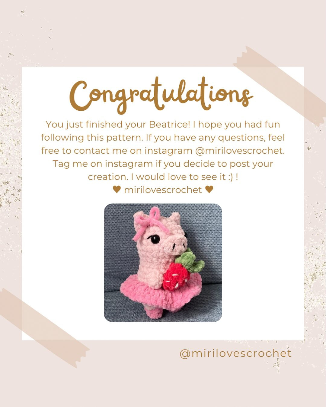 Free Crochet Pattern: Beatrice the Ballerina Pig with Strawberry