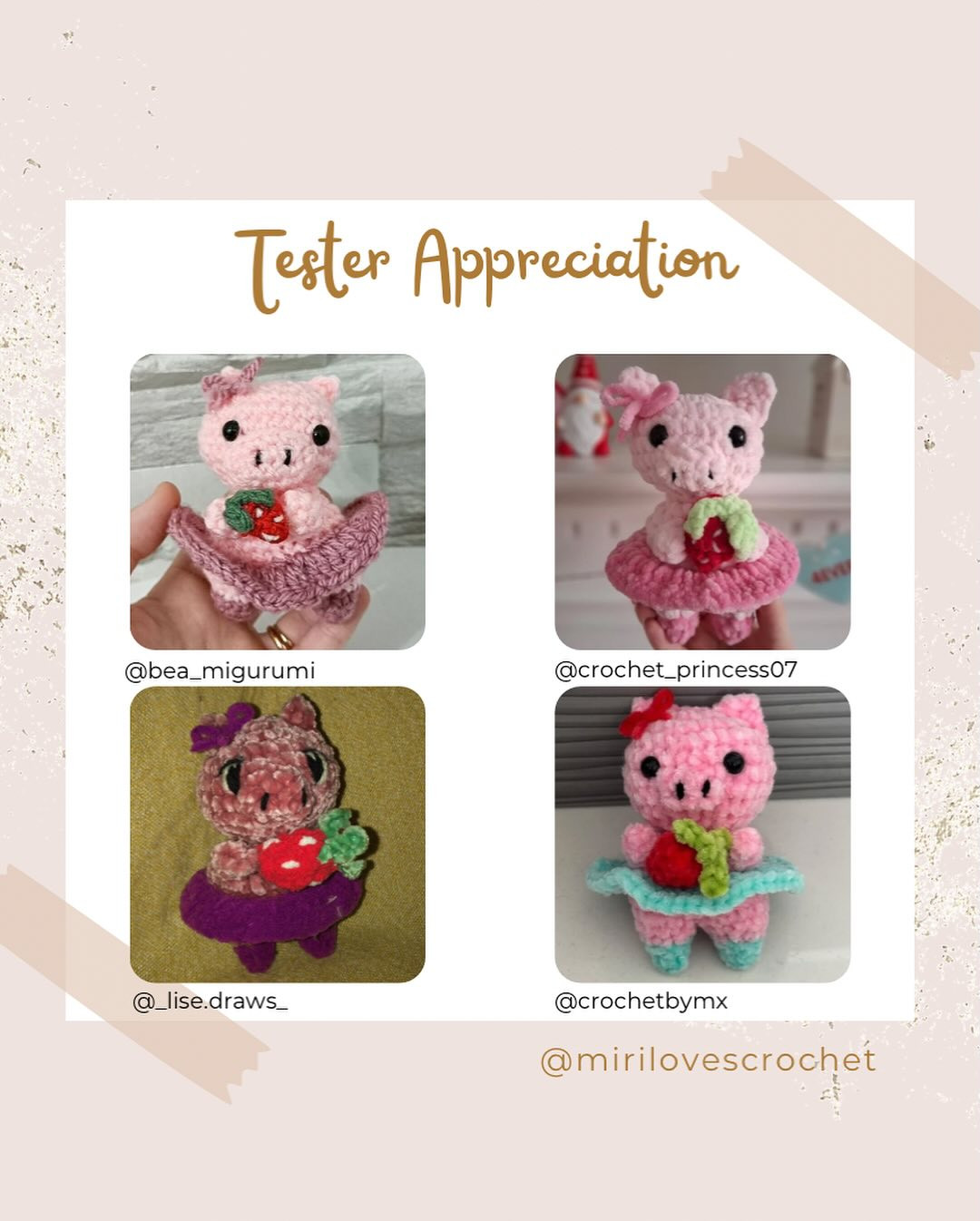 Free Crochet Pattern: Beatrice the Ballerina Pig with Strawberry