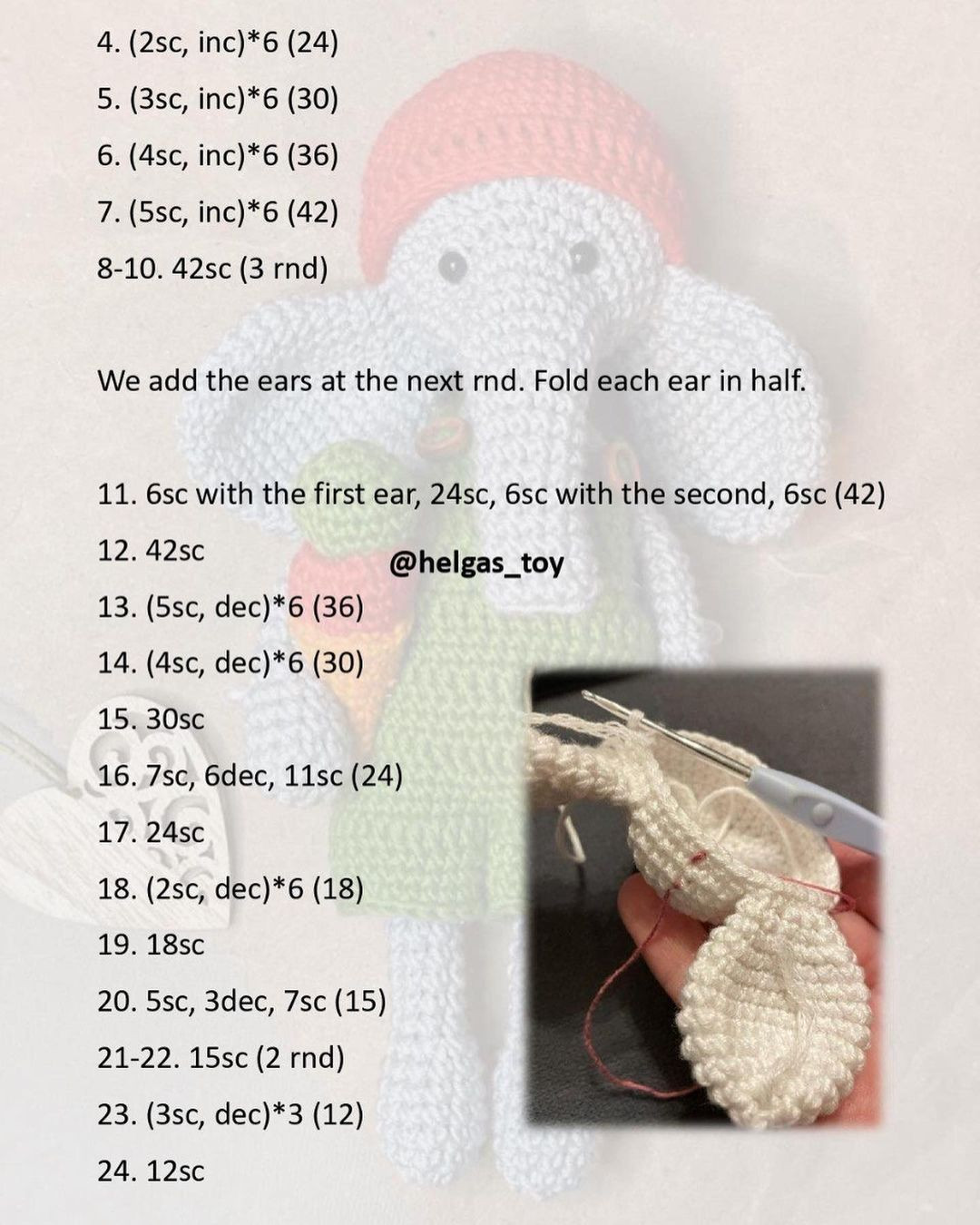 Free Crochet Pattern: Cute Elephant with Ice Cream
