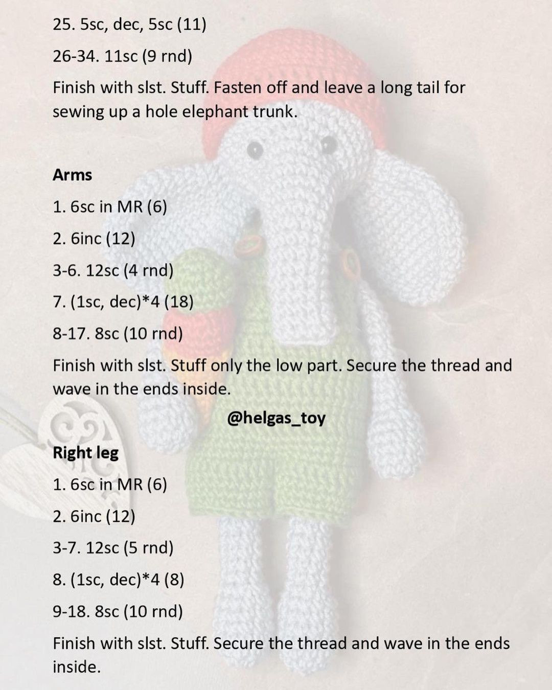 Free Crochet Pattern: Cute Elephant with Ice Cream
