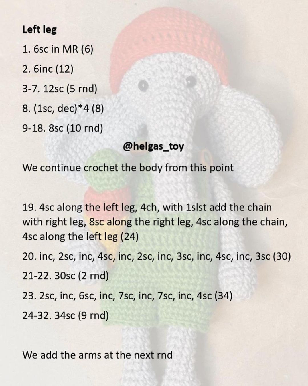 Free Crochet Pattern: Cute Elephant with Ice Cream