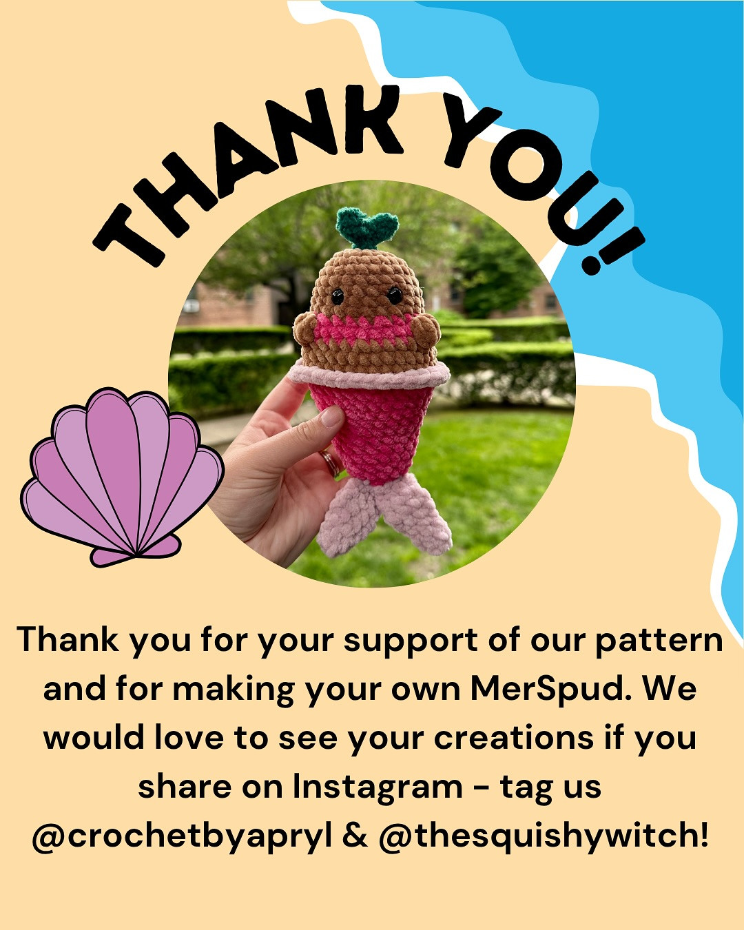 Free Crochet Pattern: Cute Mer Spud Amigurumi Toy