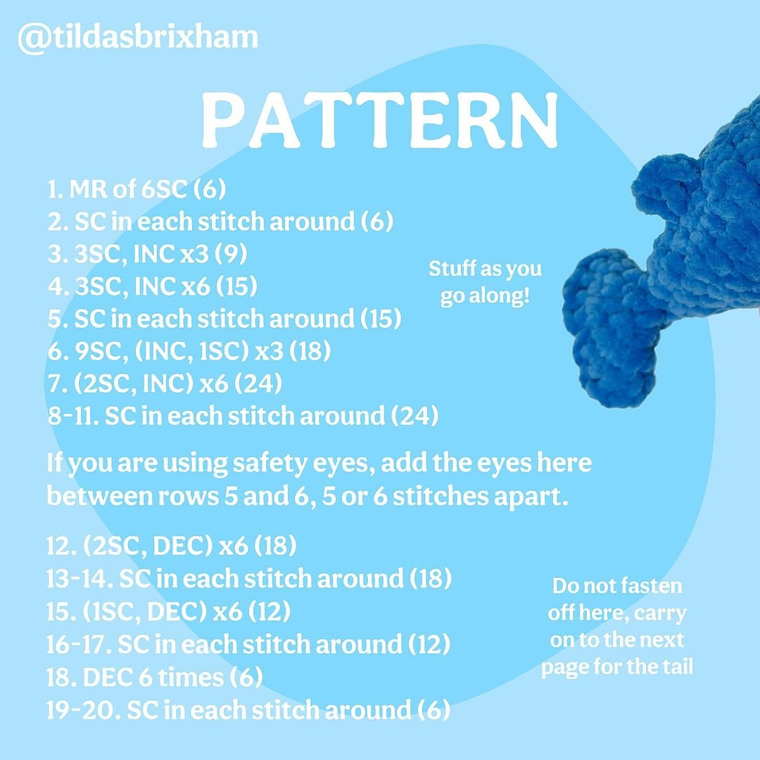 Free Crochet Pattern: Cute Mini Dolphin Amigurumi