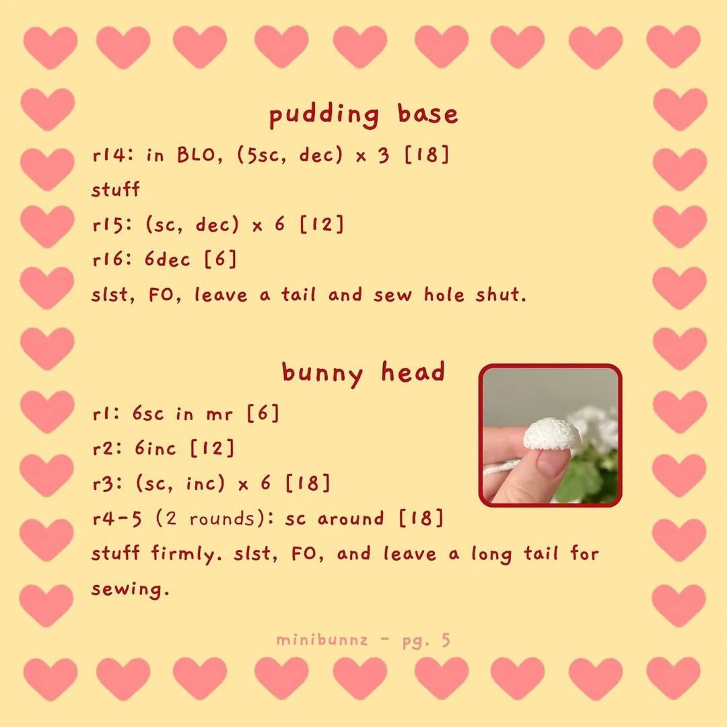 Free Crochet Pattern: Cute Pudding Bunny Amigurumi