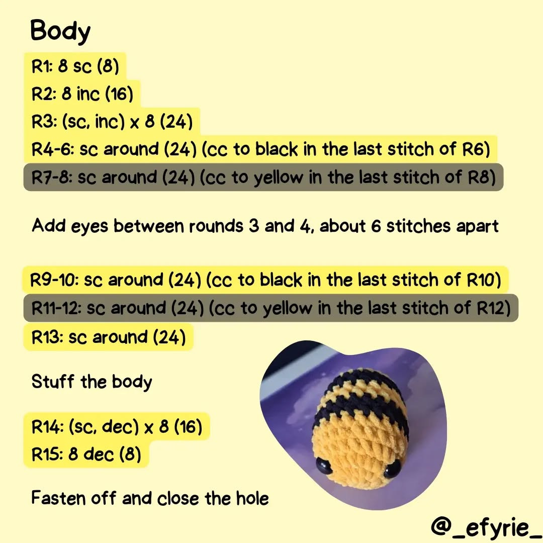 Free Crochet Pattern for Adorable Chonky Bee Amigurumi