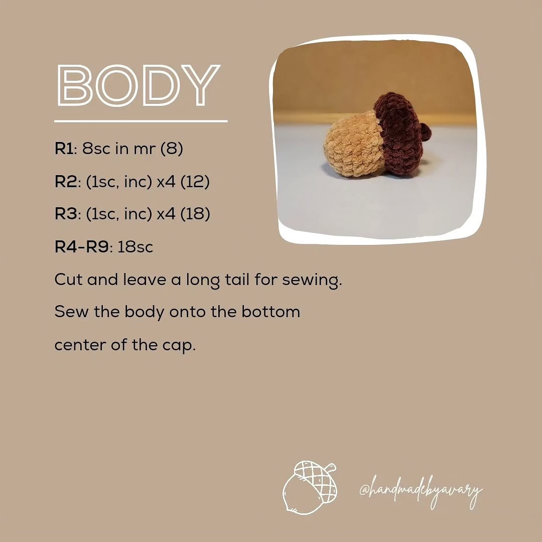 Free Crochet Pattern for Amigurumi Acorn