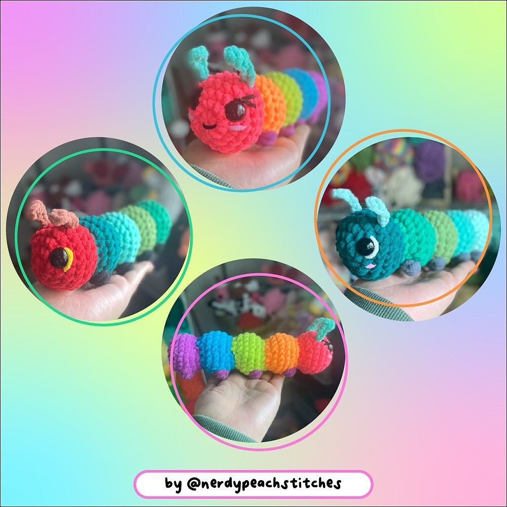 Free Crochet Pattern for Colorful Caterpillar Critter