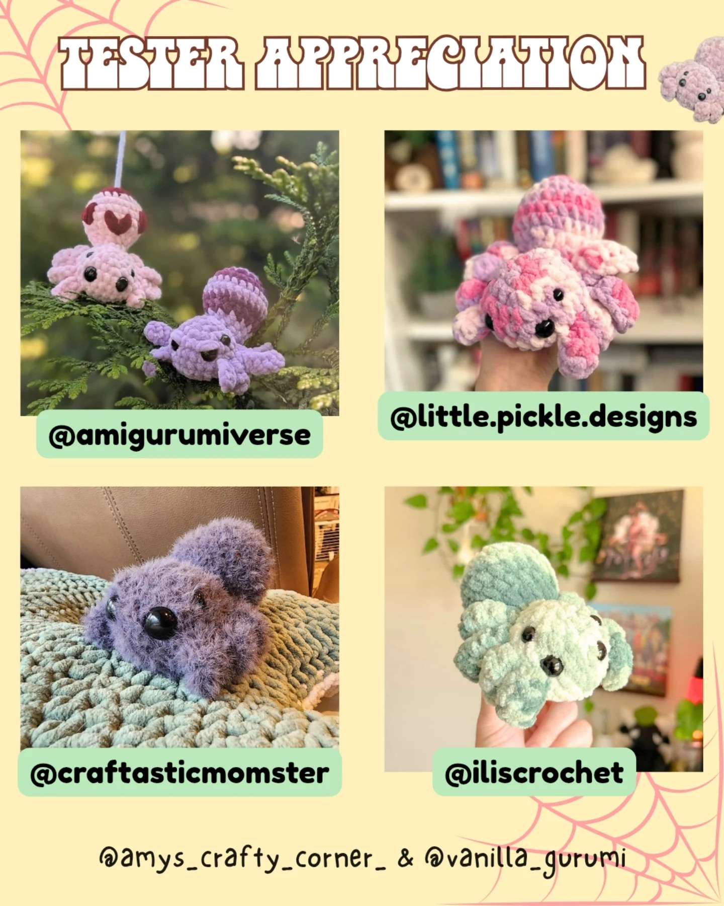 Free Crochet Pattern for Colorful Charlotte the Spider Toy