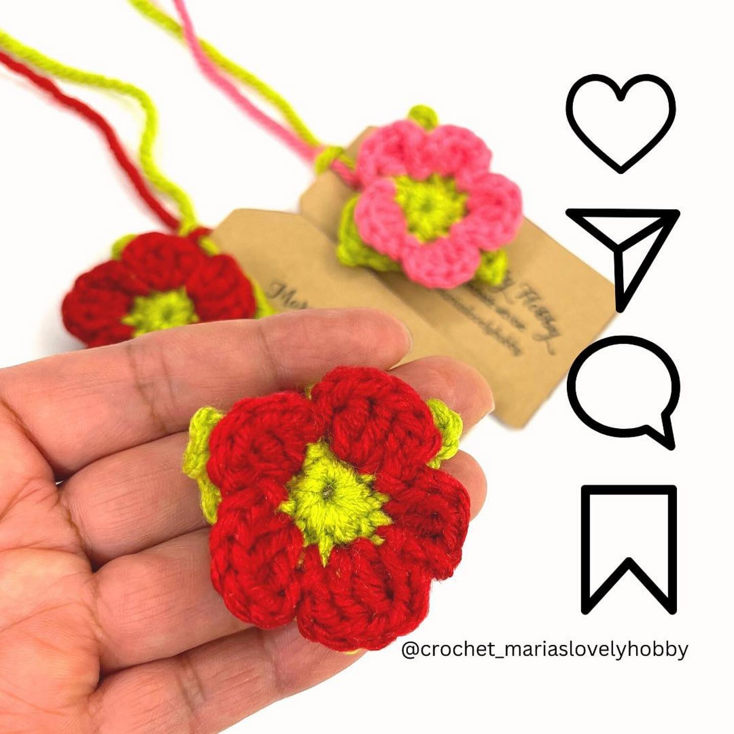 Free Crochet Pattern for Colorful Flower Keychains