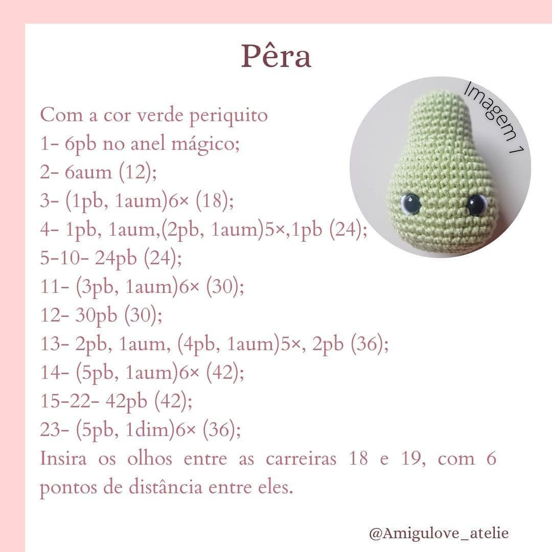 Free Crochet Pattern for Cute Amigurumi Pear