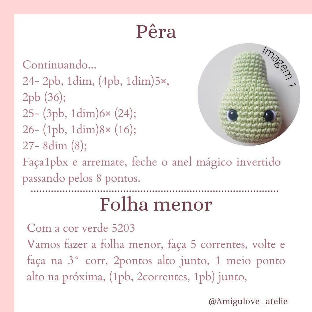 Free Crochet Pattern for Cute Amigurumi Pear