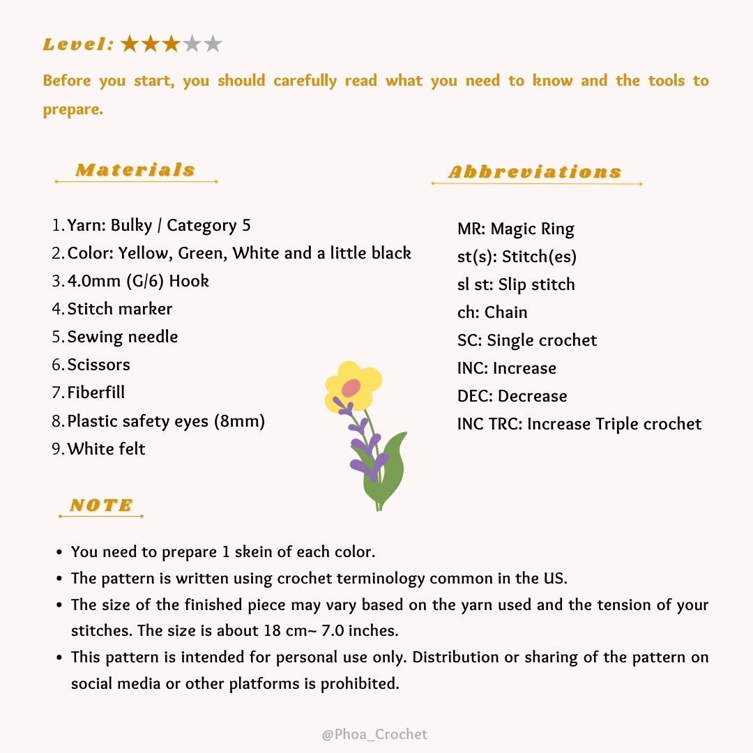 Free Crochet Pattern for Cute Flower Plushie Toy