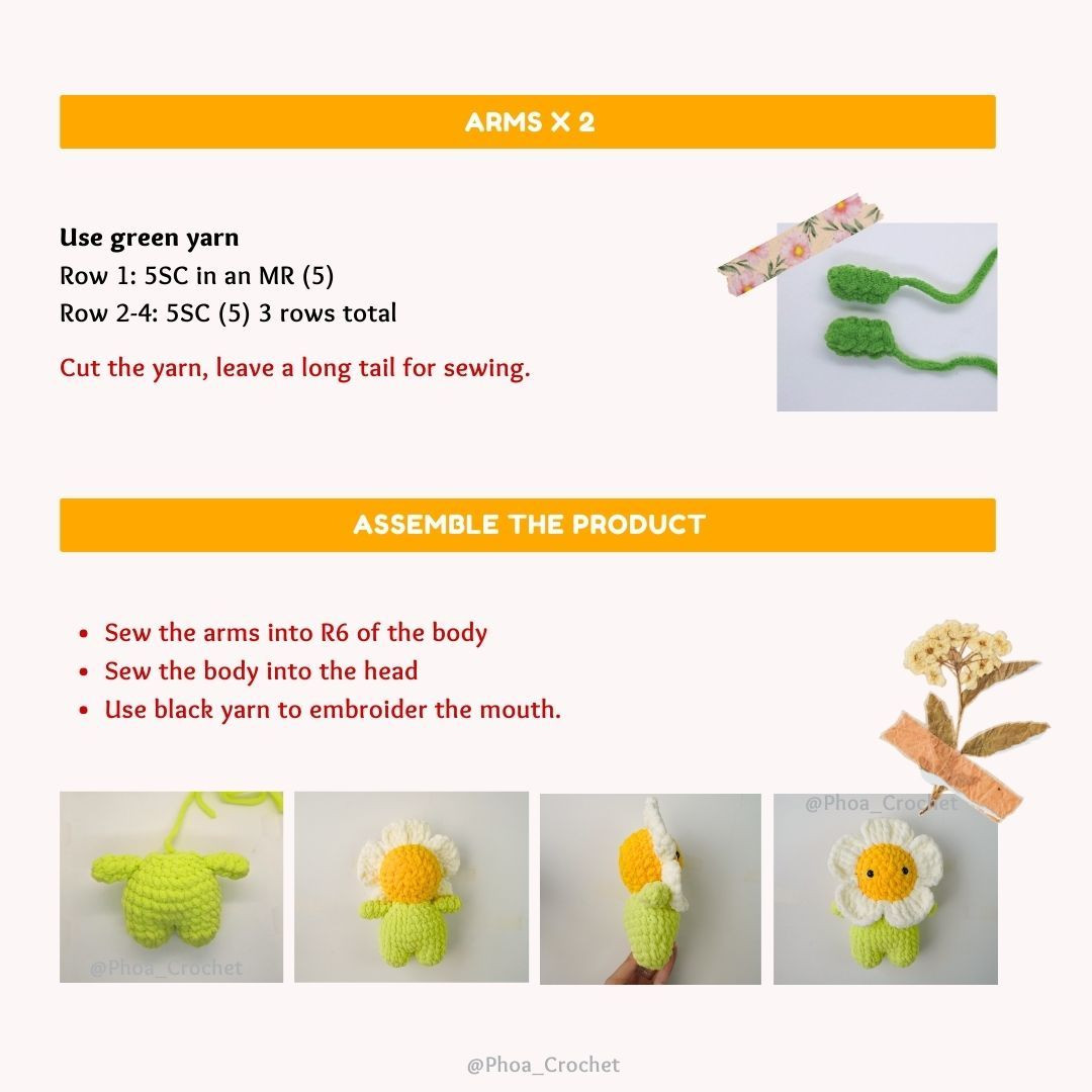 Free Crochet Pattern for Cute Flower Plushie Toy