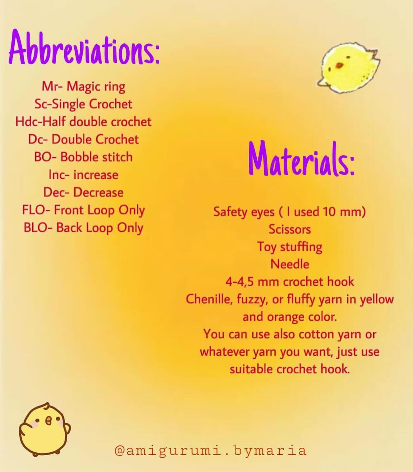 Free Crochet Pattern for Cute Little Yellow Chicks