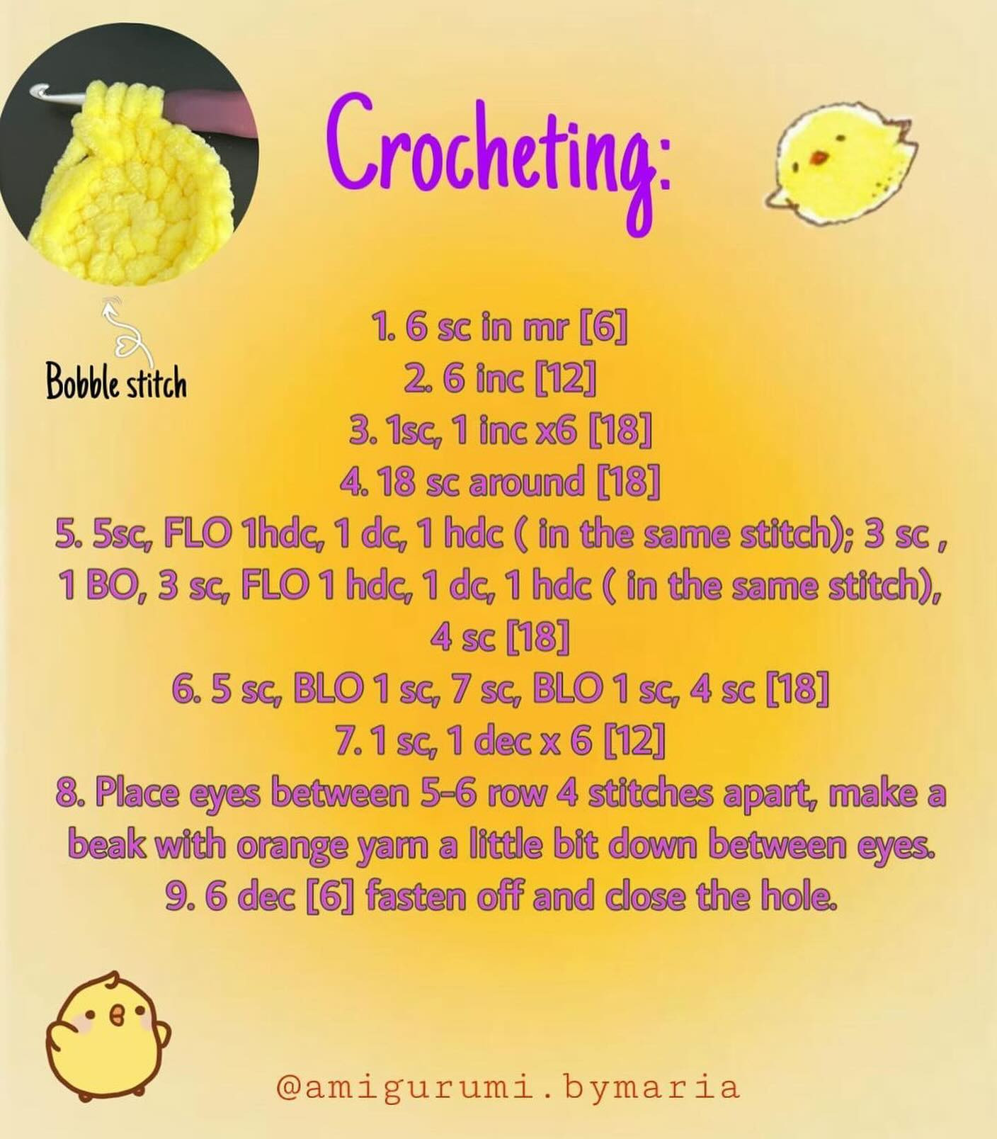 Free Crochet Pattern for Cute Little Yellow Chicks