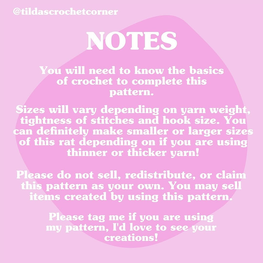 Free Crochet Pattern for Cute Mini Rat Amigurumi