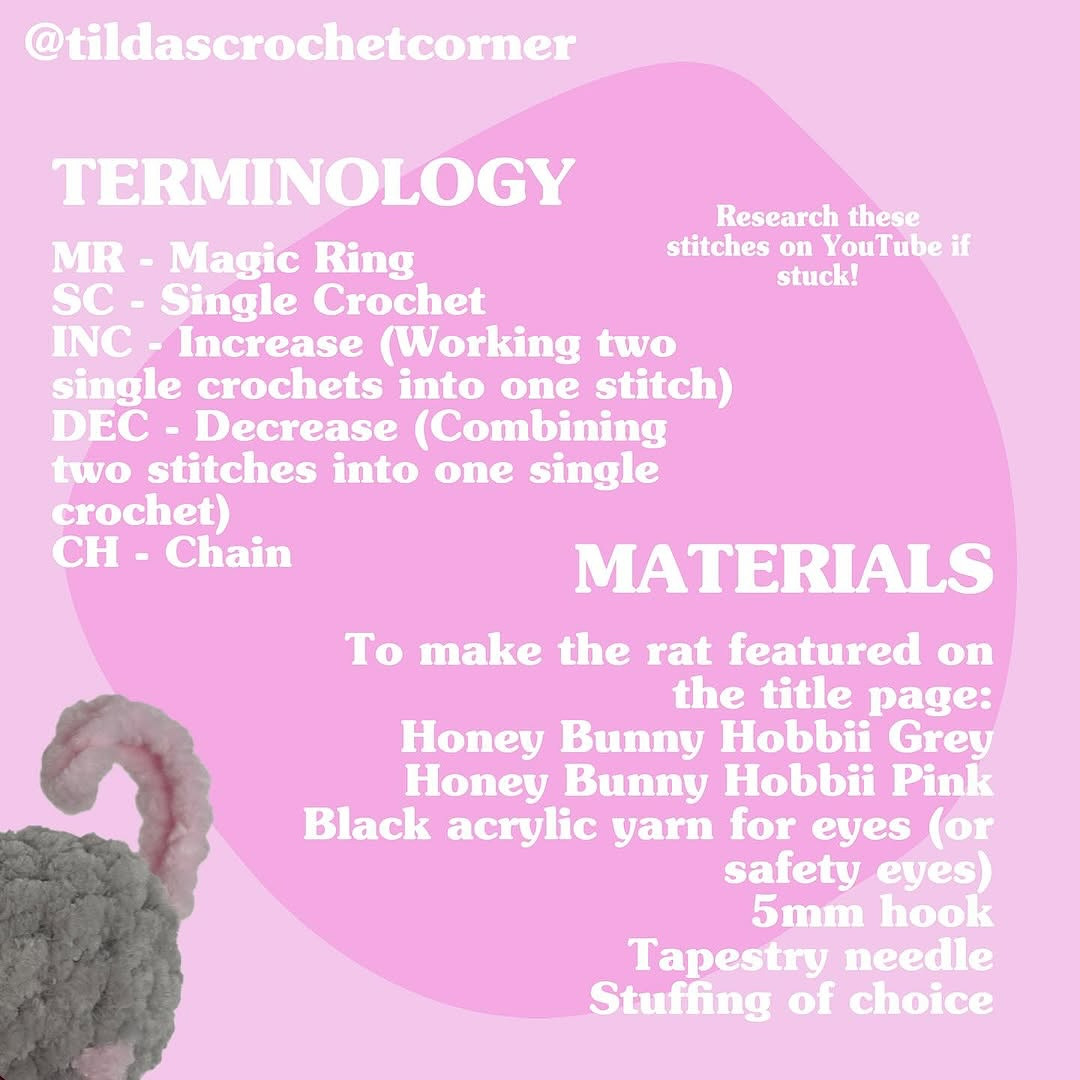 Free Crochet Pattern for Cute Mini Rat Amigurumi