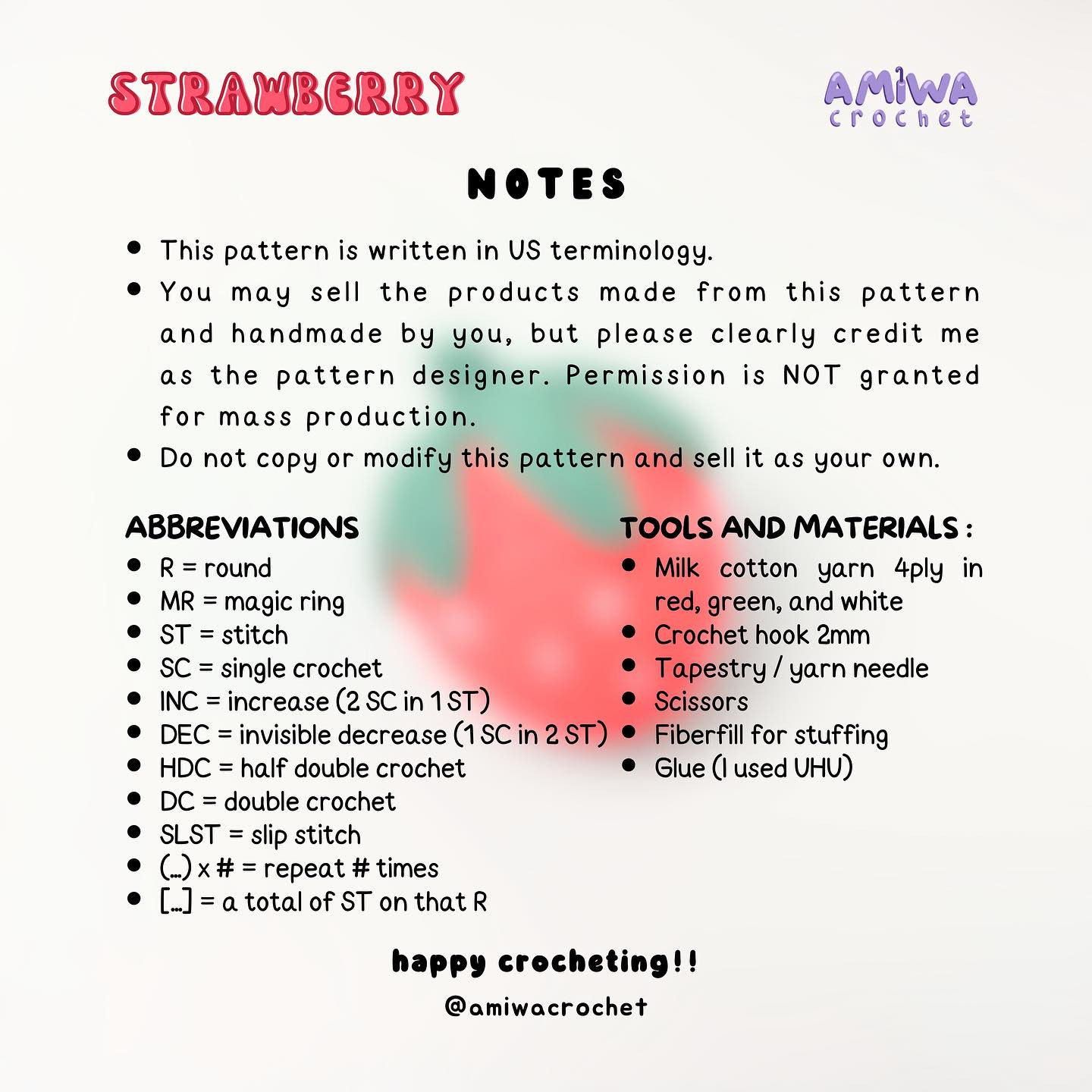 Free Crochet Pattern for Cute Strawberry Amigurumi