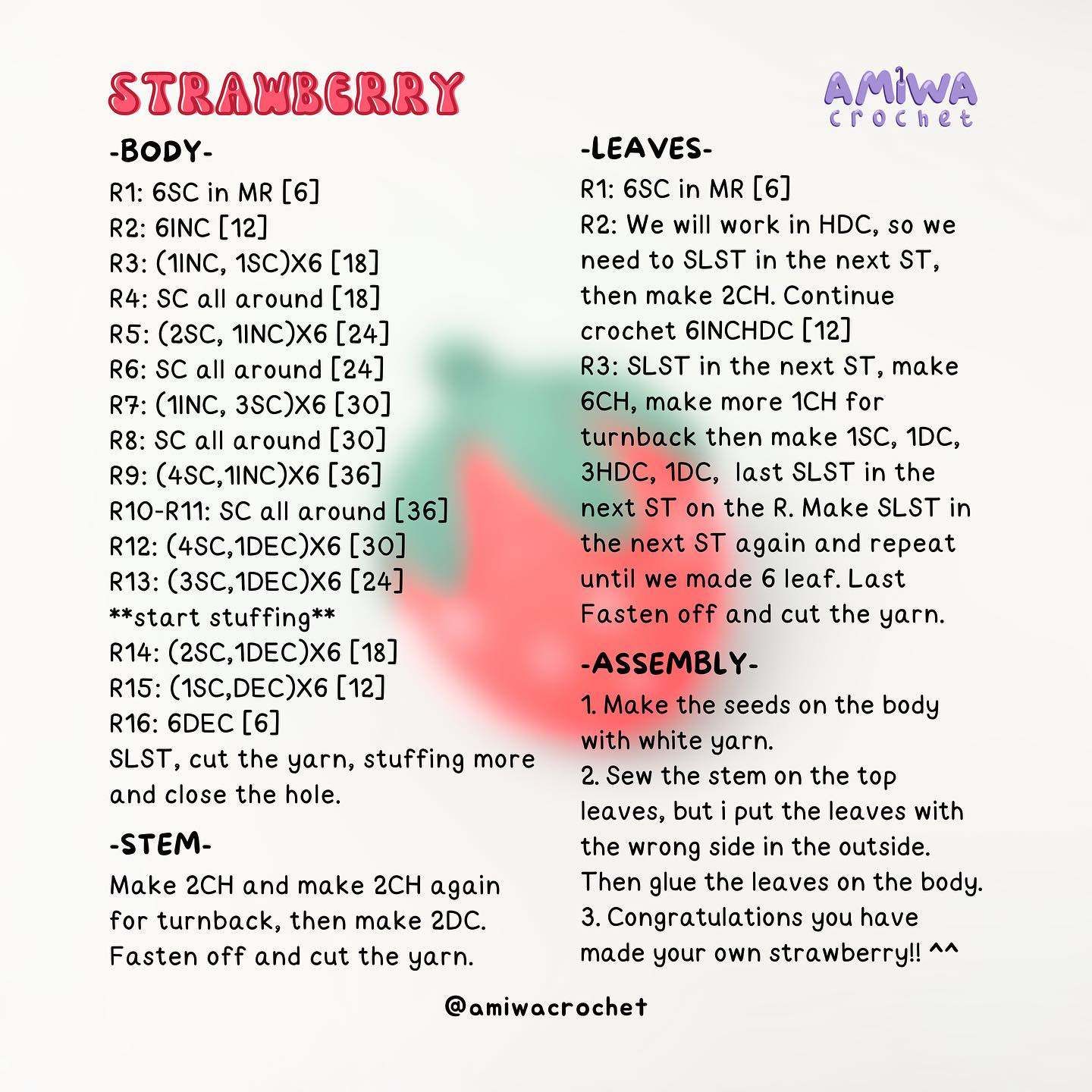 Free Crochet Pattern for Cute Strawberry Amigurumi