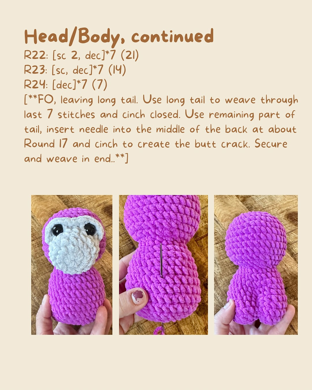 Free Crochet Pattern for Ella the Gorilla by Idle Hands Fiber