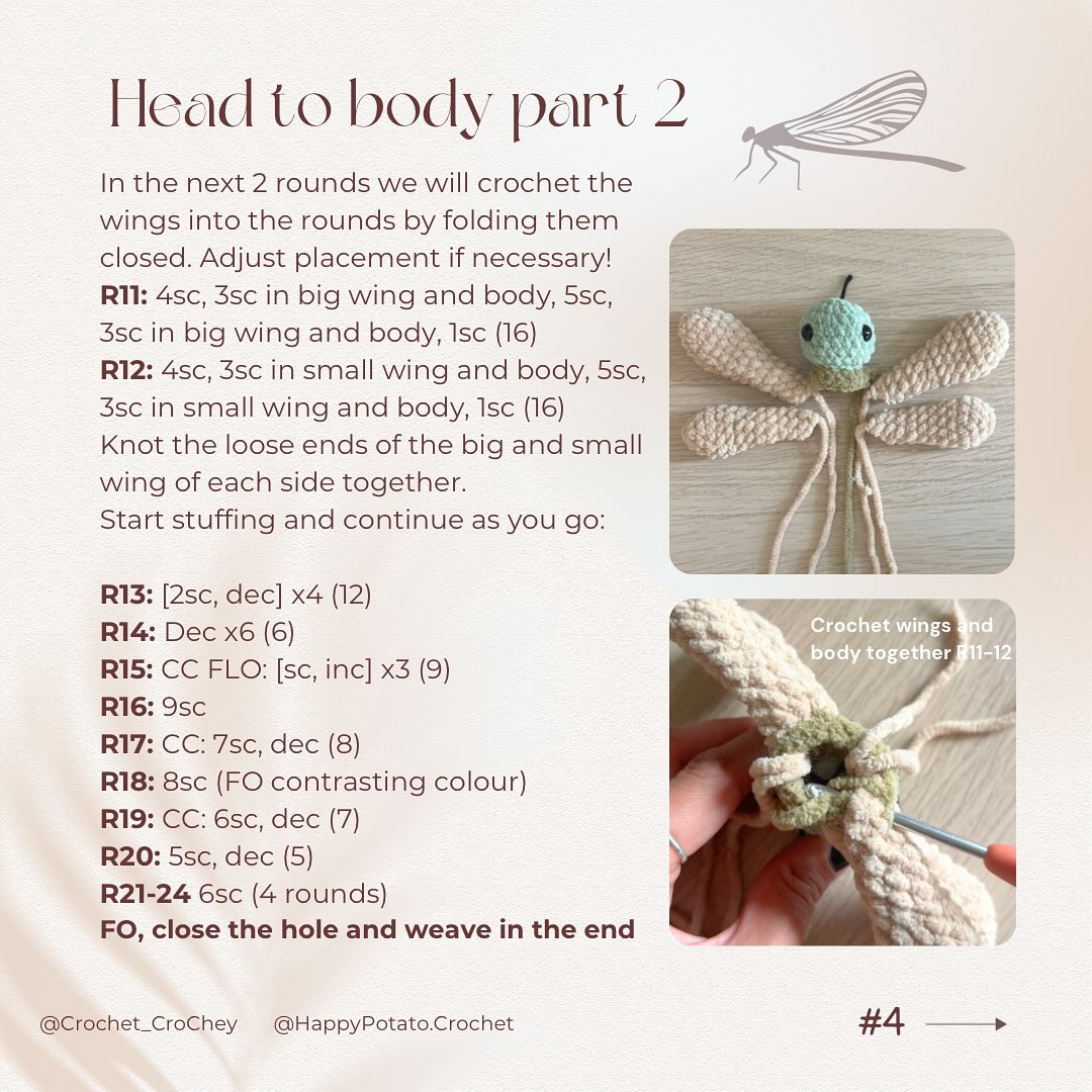 Free Crochet Pattern for Lorelai the Dragonfly Amigurumi