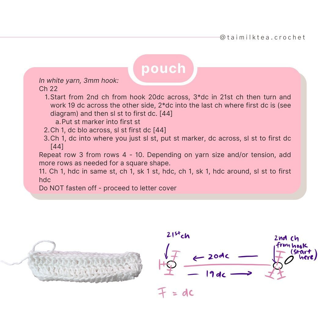 Free Crochet Pattern for Love Letter Drawstring Pouch