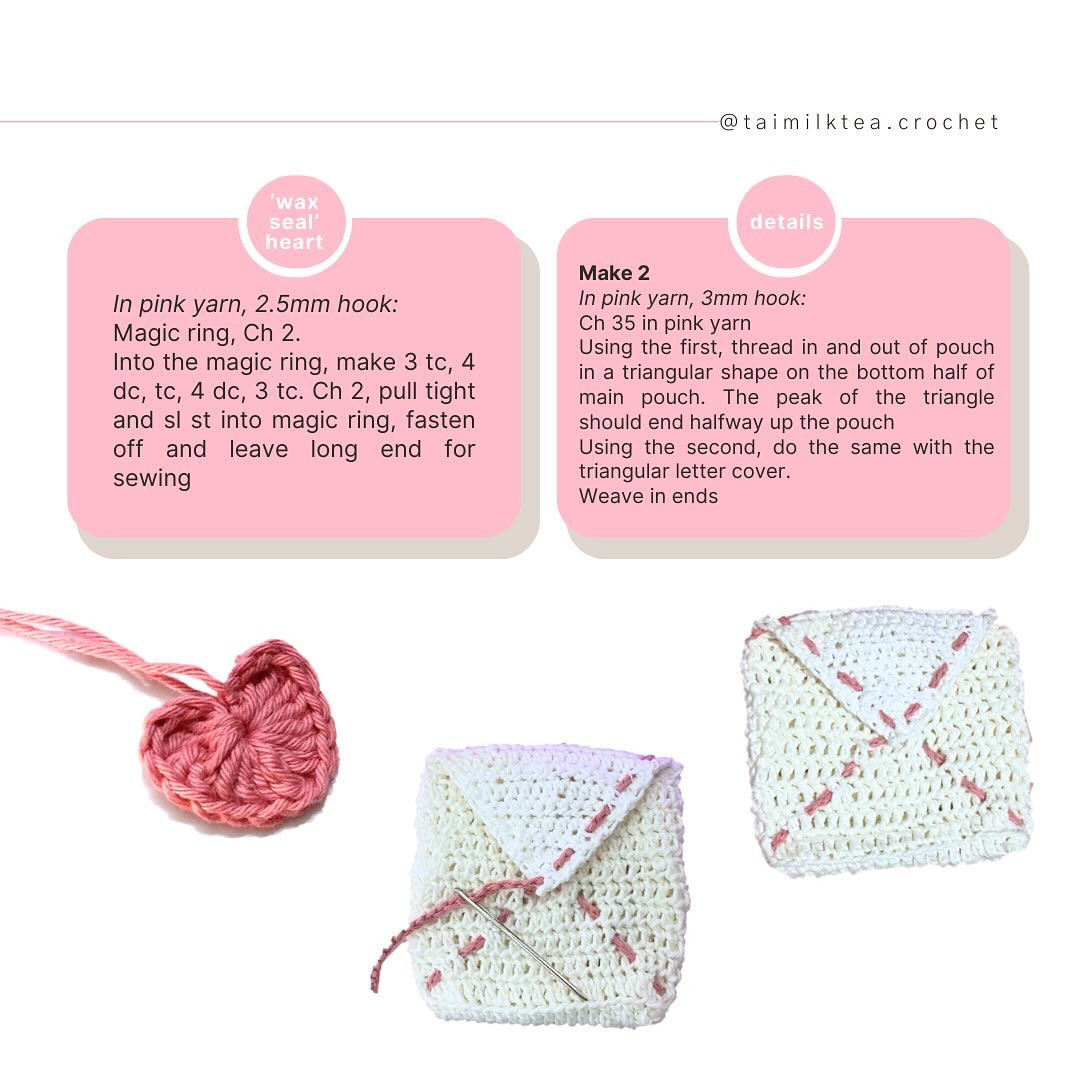 Free Crochet Pattern for Love Letter Drawstring Pouch