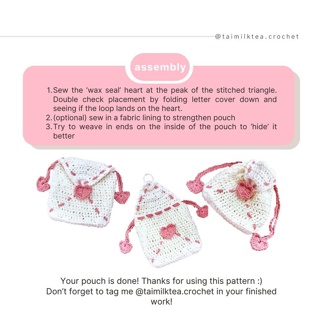 Free Crochet Pattern for Love Letter Drawstring Pouch